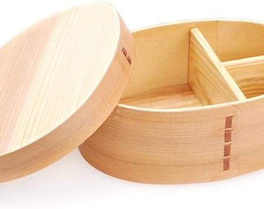 Wooden Lunch Box for Kids/Adult,Japanese Bento Box with divider Wood Bento Lunch Box for Picnicking Office Hiking Camping