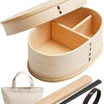 Lunch Box, , Japanese Finish, Natural Wood, Wooden Chopsticks, Canvas Lunch Bag, Elastic Band Set, 500mL