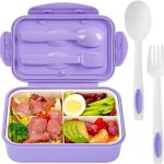 Bento Boxes for Adults - 1100 ML Bento Lunch Box Container For Kids With Spoon & Fork - Durable Perfect Size for On-the-Go Meal, BPA-Free and Food-Safe Materials(Purple)