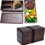 Lunch boxes, Japanese Traditional Wooden Lunch Containers Double Layer Wooden Box for Picnic Sushi