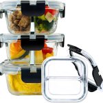 Bariatric Meal Prep Containers, 8 oz Glass Bariatric Portion Control Containers with Two 4 oz Compartments (3 Pack), Reusable Lunch Box Bento Box with Lids, Glass Snack Containers with Lids