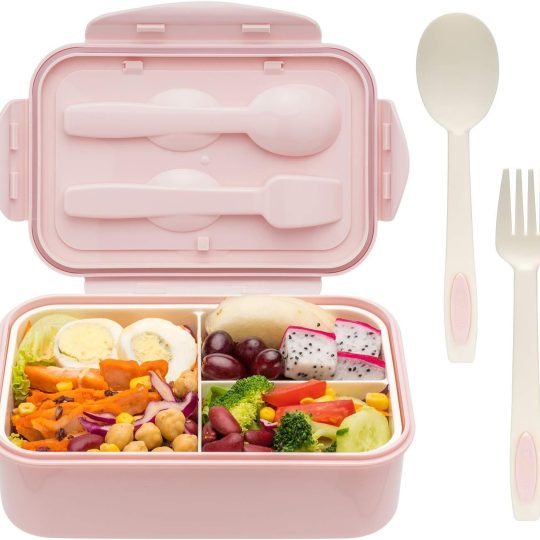 Bento Boxes for Adults - 1100 ML Bento Lunch Box For Kids Childrens With Spoon & Fork - Durable for On-the-Go Meal, BPA-Free and Food-Safe Materials