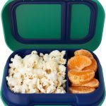 Kids Snack - 2 Compartment Leak-Proof Bento Box Container for Snacks and Small Meals, Easy-Open Latch, Dishwasher Safe, BPA-Free for School, Daycare, & Sports - Ideal for Ages 3+ (Green/Navy)