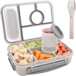 Bento Box Adult Lunch Box Kids,Lunch Containers for Adults/Kids/Toddler,5 Compartments Bento Lunch Box with Sauce Vontainers,Microwave & Dishwasher & Freezer Safe,BPA-Free(White)