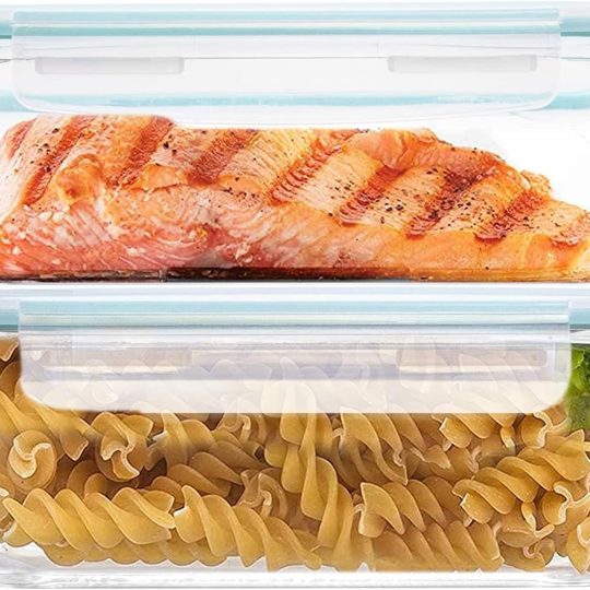 60oz Large Glass Food Storage Containers with Lids,Glass Meal Prep Containers/Bento Boxes/Lunch Containers,BPA Free & Leak-Proof for Microwave,Oven,Freezer and Dishwasher Safe(2Pcs)