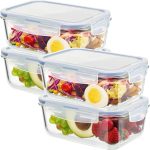 2 Set 8 Cup Large Glass Storage Containers Airtight 63 oz Food Bento Boxes Sets with Lids Kitchen Storage Containers Glass Cookie