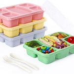 Bento Boxes Adult Lunch Containers 4 Pack, 5 Compartment Reusable Lunchable Containers for Kids, Stackable Snack Box With XXL Space for Sandwiches,Meal Prep for School