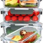 [5-Packs, 36 Oz Glass Meal Prep Containers with Snap Locking Lids Glass Food Containers,Airtight Lunch Container,Microwave, Oven, Freezer and Dishwasher (4.5 Cup)
