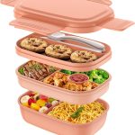 Bento Box Adult Lunch Box,3 Stackable Bento Lunch Containers for Adults/Kids, Modern Minimalist Design Bento Box with Utensil Set, Leak-Proof Lunchbox for Dining Out, Work, Picnic, School