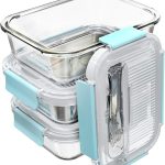 Large Glass Food Storage With Locking Lids - Bento Box Lunch and Meal Prep Containers [3-Pack, 36 OZ]