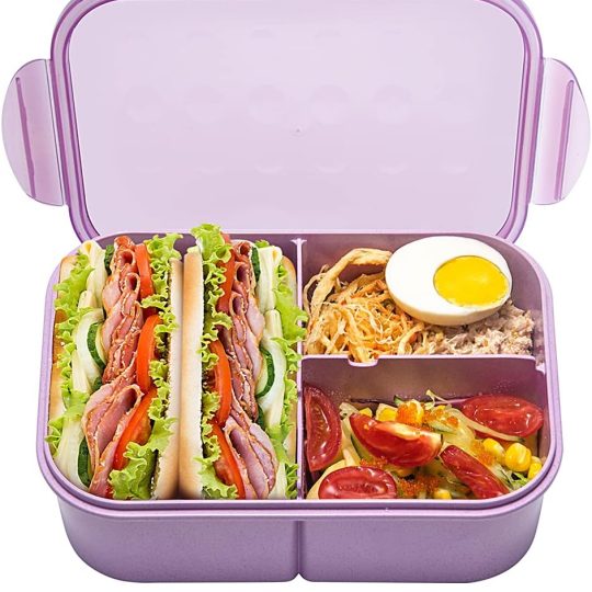 Bento Box,Bento Box Adult,Lunch Box,Leak Proof Lunch Containers,No BPAs and No Chemical Dyes Bento Lunch Box,Dishwasher and Microwave Safe Lunch Containers for Adults(1900ml Purple)