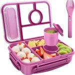 Bento Box Adult Lunch Box Kids,Lunch Containers for Adults/Kids/Toddler,5 Compartments Bento Lunch Box with Sauce Vontainers,Microwave & Dishwasher & Freezer Safe,BPA-Free (Purple)