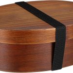 Wood Lunch Box, Japanese Bento Lunch Box with 3 Divider, Oval Shape Food Container Box for Sushi, Picnic, Lunch (800ml)