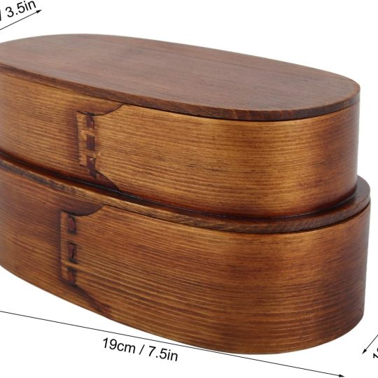 Wooden Lunch Box, Bento Box Adult Lunch Box LeakProof Stackable Japanese Bento Lunchbox Food Storage Container for Workers(Antique lacquer)