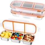 Stainless Steel Snack Containers for Kids & Adults, 3 Pack Leek Proof Metal Bento Lunch Box with with lids, Lunchable Containers for Travel, School, Home - Stackable Bento Snack Box