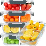 30 oz 5 Pack Glass Meal Prep Containers 2 Compartments, Glass Food Storage Containers with Lids, Airtight Lunch Box, Microwave, Oven and Freezer Safe
