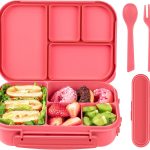 Lunch Box Kids,Bento Box Adult,Leakproof Lunch Containers for Adults/Kids/Toddler,1200ML-4 Compartments bento Lunch box with Utensil,Microwave & Dishwasher & Freezer Safe (Pink Berry)