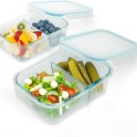 4-Pack Divided Kitchen Glass Food Storage Containers Set with Lids – Reusable 2-Compartment Glass Meal Prep Containers for Kitchen, Lunch or Fridge, Airtight Snap-Lock – 2 Sizes Included