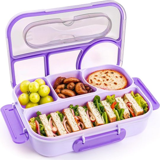 Bento Box Adult, Lunch Box, 4-Compartment Lunch Containers, Drop-Proof, Dishwasher Safe & Made with BPA-Free Materials (Green)