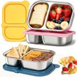 3 Pack Stainless Steel Snack Container, Reusable Lunch Box for Kids & Adults, Leak Proof Food Storage Containers with Lid, Ideal for Office, School, Travel & Meal Prep