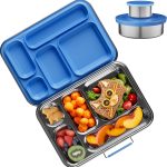 Stainless Steel Bento Box Kids, Kids Metal Bento Lunch Box BPA Free Lunch Box Containers 304 Stainless Steel Bento Box for School and Office(Bule)