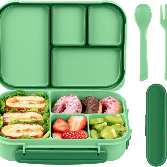 Lunch Box Kids,Bento Box Adult,Leakproof Lunch Containers for Adults/Kids/Toddler,1200ML-4 Compartments bento Lunch box with Utensil,Microwave & Dishwasher & Freezer Safe (Cyan)